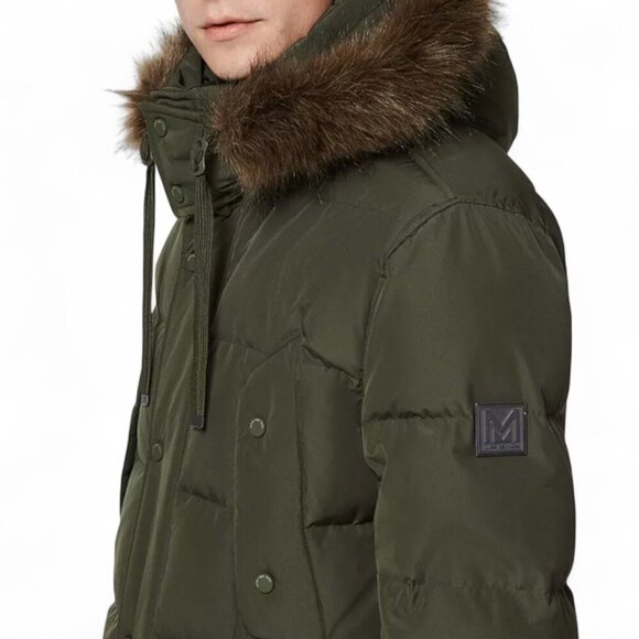Andrew Marc New York Men's Gattaca Down Parka Coat, OD Green, Large - Picture 2 of 16